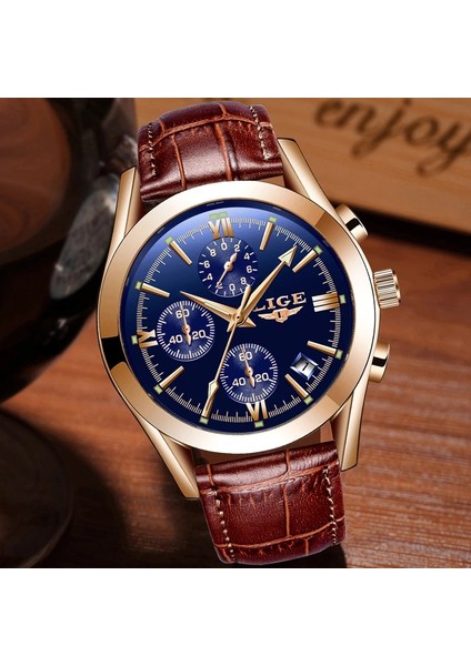 Gül Altın Mavi S Kuvars Izle Erkekler Için Lıge Orijinal Marka Saatler Erkek Spor Lüks Kronograf Su Geçirmez Dropshipping Izle Relogio Masculino (Yurt Dışından)