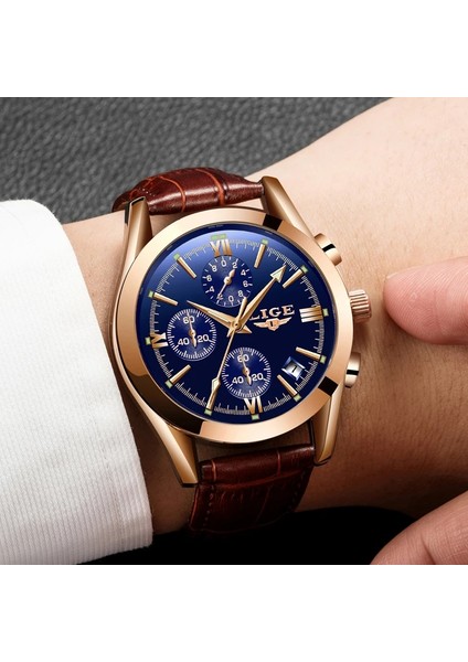 Gül Altın Mavi S Kuvars Izle Erkekler Için Lıge Orijinal Marka Saatler Erkek Spor Lüks Kronograf Su Geçirmez Dropshipping Izle Relogio Masculino (Yurt Dışından)