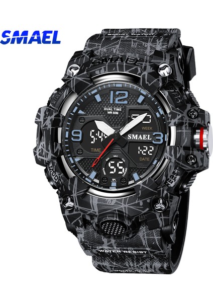 Camo Armygreen Smael Izle Erkekler Için Alarm Spor Kronometre Kamuflaj Ordu Askeri Kol Saati Ikili Zaman Göstergesi Dijital Kuvars Erkek Saatler 8008 (Yurt Dışından) fiyatları