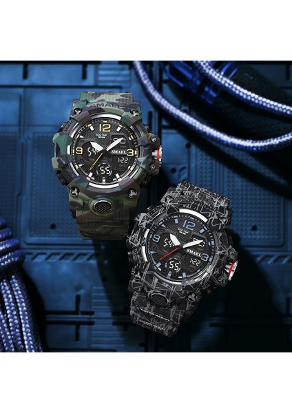 Camo Armygreen Smael Izle Erkekler Için Alarm Spor Kronometre Kamuflaj Ordu Askeri Kol Saati Ikili Zaman Göstergesi Dijital Kuvars Erkek Saatler 8008 (Yurt Dışından) indirimleri