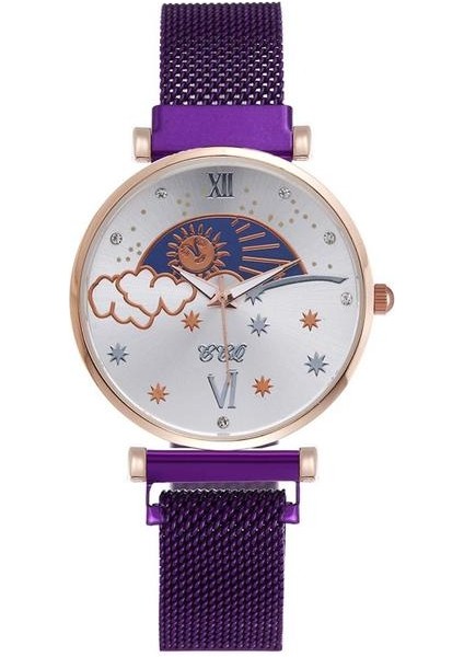 Mor 2020 Kadın Saatler Hediye Bilezik Izle Gül Altın Mıknatıs Toka Yıldızlı Gökyüzü Aydınlık Bilezik Saatler Zegarek Damski Reloj Mujer (Yurt Dışından)