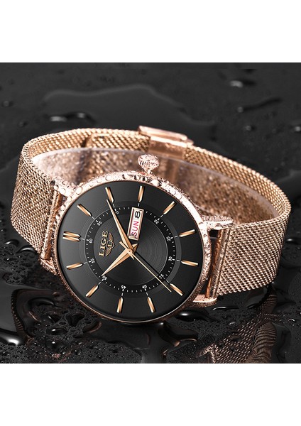 Siyah Lıge Altın Kuvars Izle Kadın Saatler Bayanlar Çelik Kadın Bilezik Saatler Kadın Saat Relogio Feminino Montre Femme (Yurt Dışından) fırsatları