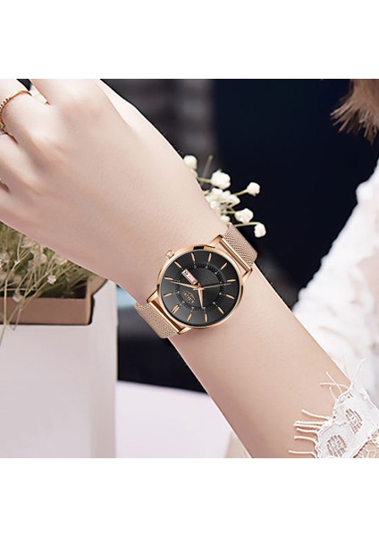 Siyah Lıge Altın Kuvars Izle Kadın Saatler Bayanlar Çelik Kadın Bilezik Saatler Kadın Saat Relogio Feminino Montre Femme (Yurt Dışından) indirimleri