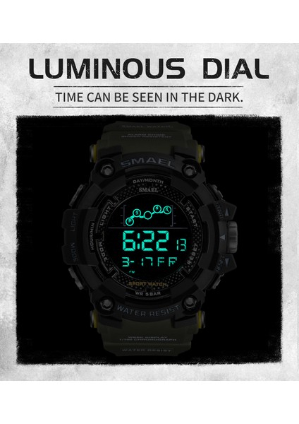 Armygreen Smael Erkek Izle Askeri Suya Dayanıklı Spor Saatler Ordu Büyük Arama LED Dijital Saatı Kronometre Erkek 1802 Saat (Yurt Dışından) fırsatları