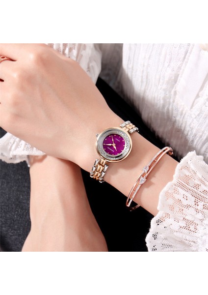 Mor Moda Bilezik Izle Kadın Gül Altın Tam Paslanmaz Çelik Kuvars Saat Bayanlar Parlayan Kristal Elmas Saat Üst Marka Kıngnuos (Yurt Dışından) fırsatları