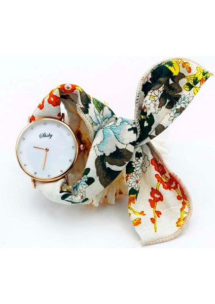 Altın Koyu Mavi Shsby Yepyeni Stil Bayanlar Çiçek Kumaş Kol Saati Kadın Elbise Izle Moda Kız Rahat Kuvars Bilezik Saatler Kumaş Saat (Yurt Dışından) modelleri