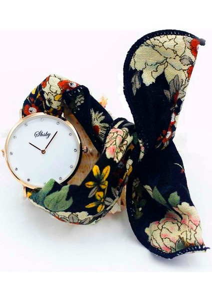 Altın Koyu Mavi Shsby Yepyeni Stil Bayanlar Çiçek Kumaş Kol Saati Kadın Elbise Izle Moda Kız Rahat Kuvars Bilezik Saatler Kumaş Saat (Yurt Dışından) fırsatları