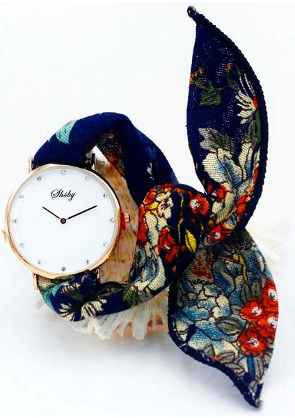 Altın Koyu Mavi Shsby Yepyeni Stil Bayanlar Çiçek Kumaş Kol Saati Kadın Elbise Izle Moda Kız Rahat Kuvars Bilezik Saatler Kumaş Saat (Yurt Dışından) indirimleri
