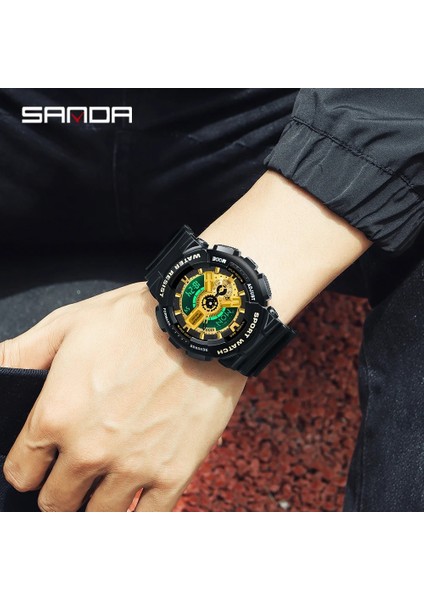 3110-GÜL Altın Sanda Erkekler Askeri Izle 50 M Su Geçirmez Adam Spor G Tarzı - Şok Kol Saatleri Moda Adam Kuvars Analog Dijital Saat Relogio (Yurt Dışından)