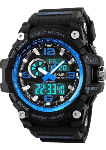 Yeşil Skmeı 1283 Erkek Askeri Çift Zamanlı Ekran Çok Fonksiyonlu Adam Dijital Saatler Erkek Kuvars Analog Su Geçirmez Relogios Masculino (Yurt Dışından) fiyatları