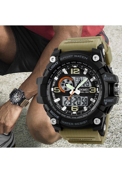 Yeşil Skmeı 1283 Erkek Askeri Çift Zamanlı Ekran Çok Fonksiyonlu Adam Dijital Saatler Erkek Kuvars Analog Su Geçirmez Relogios Masculino (Yurt Dışından) modelleri