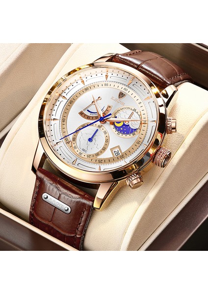 Gül Altın Siyah Lıge Büyük Kadran Deri Ordu Erkek Saatler Lüks Spor Su Geçirmez Izle Adam Kronograf Kuvars Kol Saatleri Montre Homme + Kutu (Yurt Dışından) fiyatları