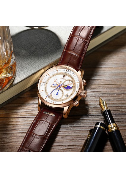 Gül Altın Siyah Lıge Büyük Kadran Deri Ordu Erkek Saatler Lüks Spor Su Geçirmez Izle Adam Kronograf Kuvars Kol Saatleri Montre Homme + Kutu (Yurt Dışından) indirimleri