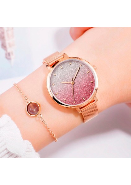 Pembe Kadın Saatler Yıldızlı Gökyüzü Elmas Metal Alaşım Lüks Kristal Moda Saat Bayanlar Bilezik Saatler Hediyelik Saat Relogio Feminino (Yurt Dışından) fiyatları