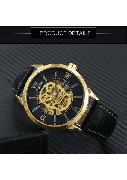 Tüm Sıyah Kazanan Resmi Steampunk Kafatası Izle Erkekler Üst Marka Lüks Otomatik Mekanik Saatler Deri Kayış Rahat Erkek Saat (Yurt Dışından) modelleri