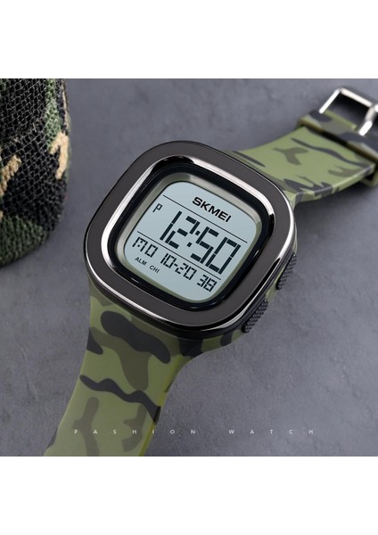 Mavi Camo Moda Spor Dijital Saat Skmeı Marka Kare LED Erkek Saatler Chrono Alarm Su Geçirmez Saat Kol Saatleri Relogio Masculino (Yurt Dışından)