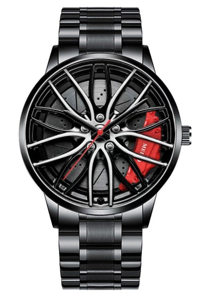 Kırmızı Erkek Lüks Saatler Spor Araba Saatler 3D Spor Jant Tekerlek Göbeği Kol Saati Araba Kuvars Erkek Saatler Yaratıcı Relogio Masculino (Yurt Dışından)