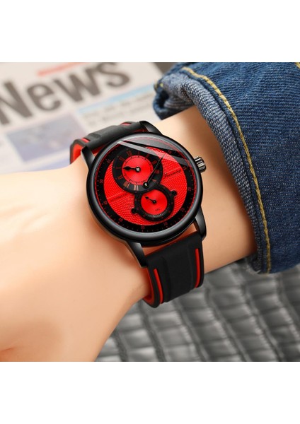 Altın Siyah Forsining Klasik Kırmızı Siyah Erkek Otomatik Mekanik Saat Içi Boş Su Geçirmez Silikon Kayış Gündelik Spor Saat Reloj Hombre (Yurt Dışından) fiyatları