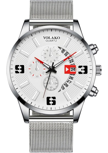 Gösterildiği Gibi 8 Moda Erkek Saatler Lüks Paslanmaz Çelik Hasır Kemer Kuvars Izle Erkekler Iş Rahat Deri Kayış Izle Relogio Masculino (Yurt Dışından)