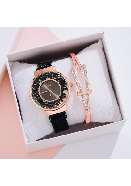 Kırmızı Lüks Kadın Mıknatıs Izle Moda Gül Altın Bayanlar Kristal Kuvars Bilek Saatler Rahat Kadın Bilezik Izle Reloj Mujer Saatler (Yurt Dışından) fırsatları