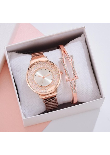 Kırmızı Lüks Kadın Mıknatıs Izle Moda Gül Altın Bayanlar Kristal Kuvars Bilek Saatler Rahat Kadın Bilezik Izle Reloj Mujer Saatler (Yurt Dışından) indirimleri