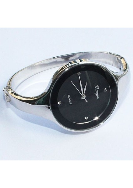 Gümüş Siyah Reloj Mujer Moda Kadın Saatler Marka Saat Kadın Bilezik Izle Bayan Kuvars Kol Saati Kadın Relogio Feminino Montre Femme (Yurt Dışından)