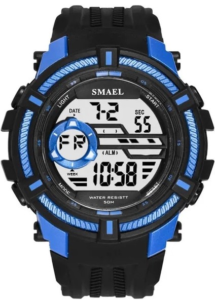 Siyah Mavi Smael Izle 50 M Su Geçirmez Spor Saatler Askeri Erkekler Büyük Arama S Şok Relojes Hombre Rahat LED CLOCK1616 Dijital Kol Saatleri (Yurt Dışından)