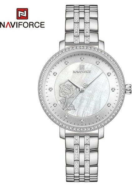 Gümüş Beyaz Navıforce Gül Altın Izle Kadın Saatler Bayanlar Yaratıcı Çelik Kadın Bilezik Saatler Kadın Su Geçirmez Saat Relogio Feminino (Yurt Dışından)