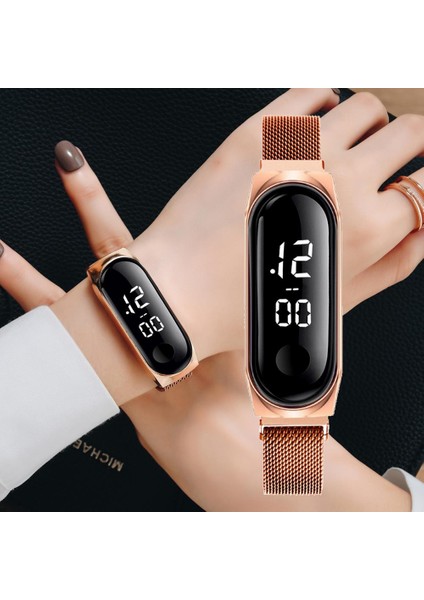 Altın Moda Kadın Saati Gül Altın Paslanmaz Çelik Elbise LED Kuvars Bilezik Izle Kadın Kadın Saat Relogio Feminino Bırak Gemi (Yurt Dışından)