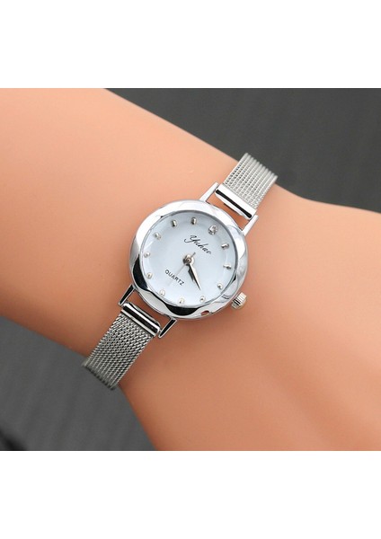 Gümüş Yeni Bayanlar Küçük Saatler Altın Rahat Kuvars Bilezik Izle Kadınlar Için Metal Örgü Paslanmaz Çelik Elbise Saatler Relogio Feminino (Yurt Dışından)