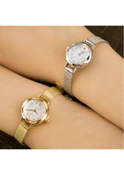 Gümüş Yeni Bayanlar Küçük Saatler Altın Rahat Kuvars Bilezik Izle Kadınlar Için Metal Örgü Paslanmaz Çelik Elbise Saatler Relogio Feminino (Yurt Dışından) fırsatları