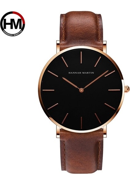 CH02-FK Dropshipping Yüksek Kaliteli Gül Altın Kadranlı Saat Erkek Deri Su Geçirmez Kol Saati Kadın Elbise Moda Japonya Kuvars Hareketi Saat (Yurt Dışından)
