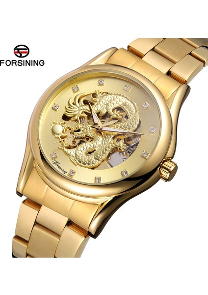 Altın Forsınıng Altın Mekanik Saat Içi Boş Kristal Ölçekli Ejderha Mekanik Saat Çelik Kayış Kol Saati Dairesel Saat (Yurt Dışından) fiyatları