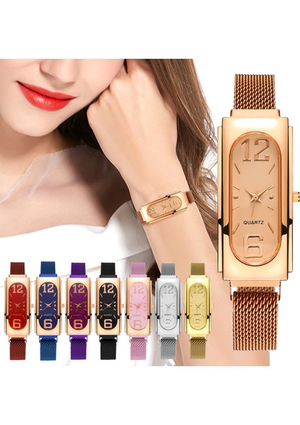 Mavi Yeni Moda Bayan Küçük Saatler Örgü Mıknatıs Toka Dikdörtgen Kuvars Izle Kadınlar Için Casual Bilezik Saatler Relogio Feminino (Yurt Dışından) fiyatları