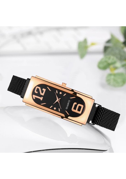 Mavi Yeni Moda Bayan Küçük Saatler Örgü Mıknatıs Toka Dikdörtgen Kuvars Izle Kadınlar Için Casual Bilezik Saatler Relogio Feminino (Yurt Dışından) modelleri