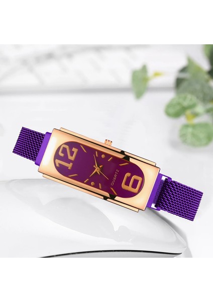 Mavi Yeni Moda Bayan Küçük Saatler Örgü Mıknatıs Toka Dikdörtgen Kuvars Izle Kadınlar Için Casual Bilezik Saatler Relogio Feminino (Yurt Dışından) fırsatları