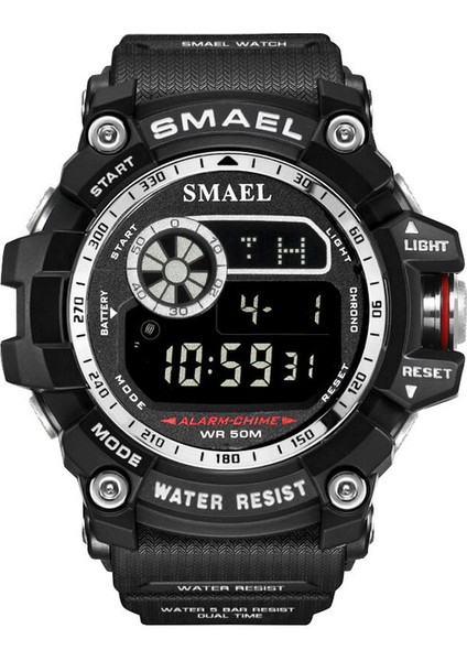 Gümüş Smael Dijital Saatler Erkekler Büyük Kadran Spor Izle Koşu 50 M Su Geçirmez LED Saat Dijital Saat Işık 8010 Erkekler Dijital Saat Spor (Yurt Dışından)