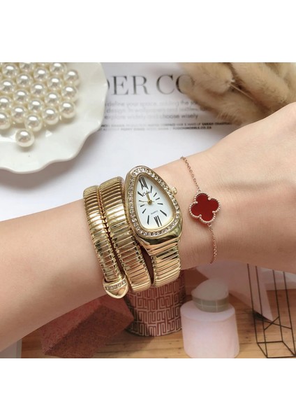 Gümüş Beyaz Benzersiz Yılan Şekilli Kadın Saatler Rhinestone Moda Lüks Marka Bayanlar Izle Elmas Yılan Bilezik Izle Kadın (Yurt Dışından) fırsatları