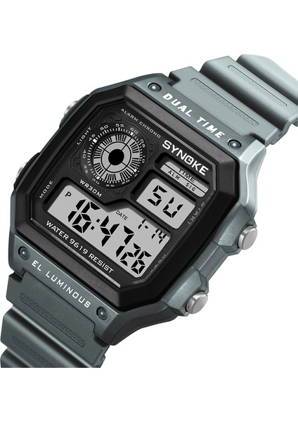 Ordinal Olarak Gri Synoke Erkek Dijital Saat LED Su Geçirmez Adam Naylon Saatler Lüks Spor Erkek Kol Saatleri Büyük Çalar Saat Relojes Deportivos (Yurt Dışından)