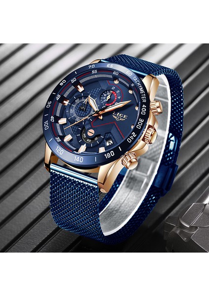 Gül Altın Siyah Lıge Moda Lüks Spor Erkek Izle Iş Büyük Arama Su Geçirmez Kuvars Adam Saatler Erkekler Için Aydınlık Kol Saati Chronograph + Kutu (Yurt Dışından)