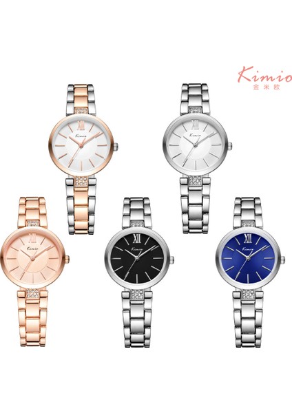 Gül Altın 2 Izle Kımıo Tam Çelik Kadın Saatleri Lüks Taklidi Bilezik Izle Su Geçirmez Kuvars Saatı Kız Elbise Saat Montre Femme (Yurt Dışından)