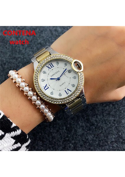 Stil 4 Üst Marka Contena Izle Kadın Saatler Gümüş Altın Bilezik Izle Lüks Elmas Bayanlar Izle Saat Montre Femme Relogio Feminino (Yurt Dışından)