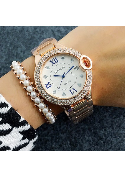 Stil 4 Üst Marka Contena Izle Kadın Saatler Gümüş Altın Bilezik Izle Lüks Elmas Bayanlar Izle Saat Montre Femme Relogio Feminino (Yurt Dışından) fiyatları