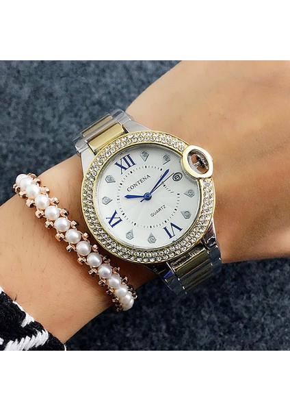 Stil 4 Üst Marka Contena Izle Kadın Saatler Gümüş Altın Bilezik Izle Lüks Elmas Bayanlar Izle Saat Montre Femme Relogio Feminino (Yurt Dışından) fırsatları