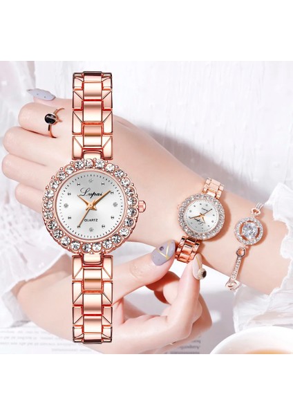 Gümüş Siyah 1 Izle 2 Adet Set Lüks Lvpai Marka Kadın Saatler Gül Altın Pırlanta Bilezik Izle Lüks Takı Bayanlar Kuvars Izle Dropshipping Izle (Yurt Dışından) modelleri