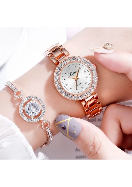 Gümüş Siyah 1 Izle 2 Adet Set Lüks Lvpai Marka Kadın Saatler Gül Altın Pırlanta Bilezik Izle Lüks Takı Bayanlar Kuvars Izle Dropshipping Izle (Yurt Dışından) fırsatları