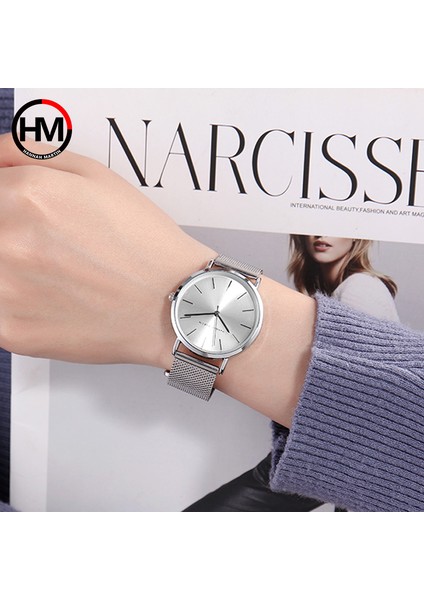 Gül Altın Kadın Bilezik Izle Lüks Marka Kuvars Bayan Elbiseler Bilek Saatler Gümüş Çelik Hasır Kadın Izle 36MM Su Geçirmez Saat Xfcs (Yurt Dışından)