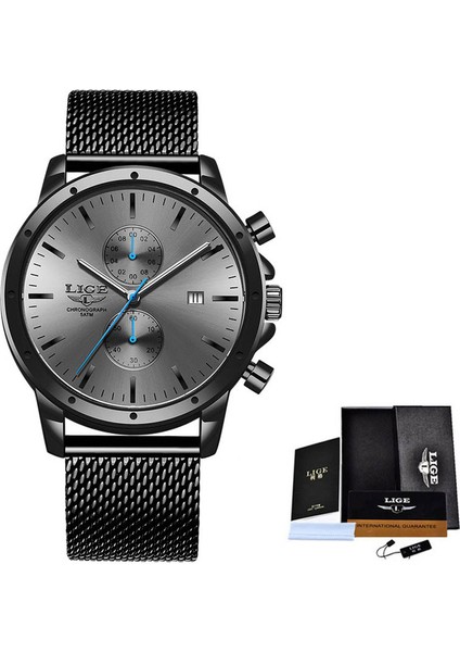 Siyah Mavi Yeni Lıge Marka Erkek Saatler Kronograf Kuvars Izle Erkekler Paslanmaz Çelik Su Geçirmez Spor Saat Saatler Iş Reloj Hombre (Yurt Dışından)