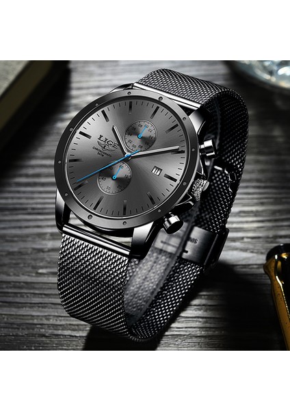 Siyah Mavi Yeni Lıge Marka Erkek Saatler Kronograf Kuvars Izle Erkekler Paslanmaz Çelik Su Geçirmez Spor Saat Saatler Iş Reloj Hombre (Yurt Dışından) fırsatları