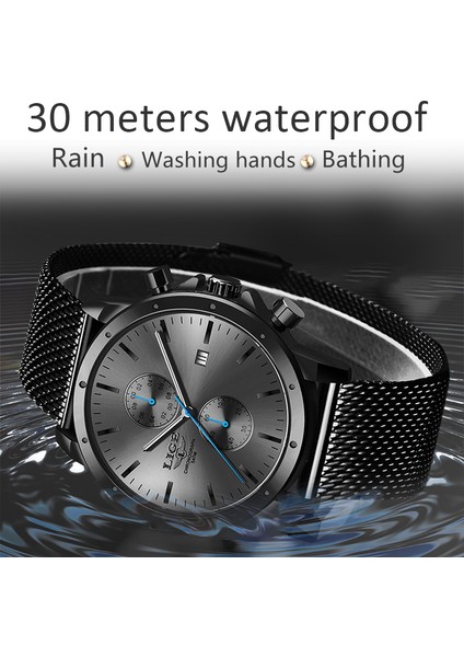 Siyah Mavi Yeni Lıge Marka Erkek Saatler Kronograf Kuvars Izle Erkekler Paslanmaz Çelik Su Geçirmez Spor Saat Saatler Iş Reloj Hombre (Yurt Dışından) indirimleri